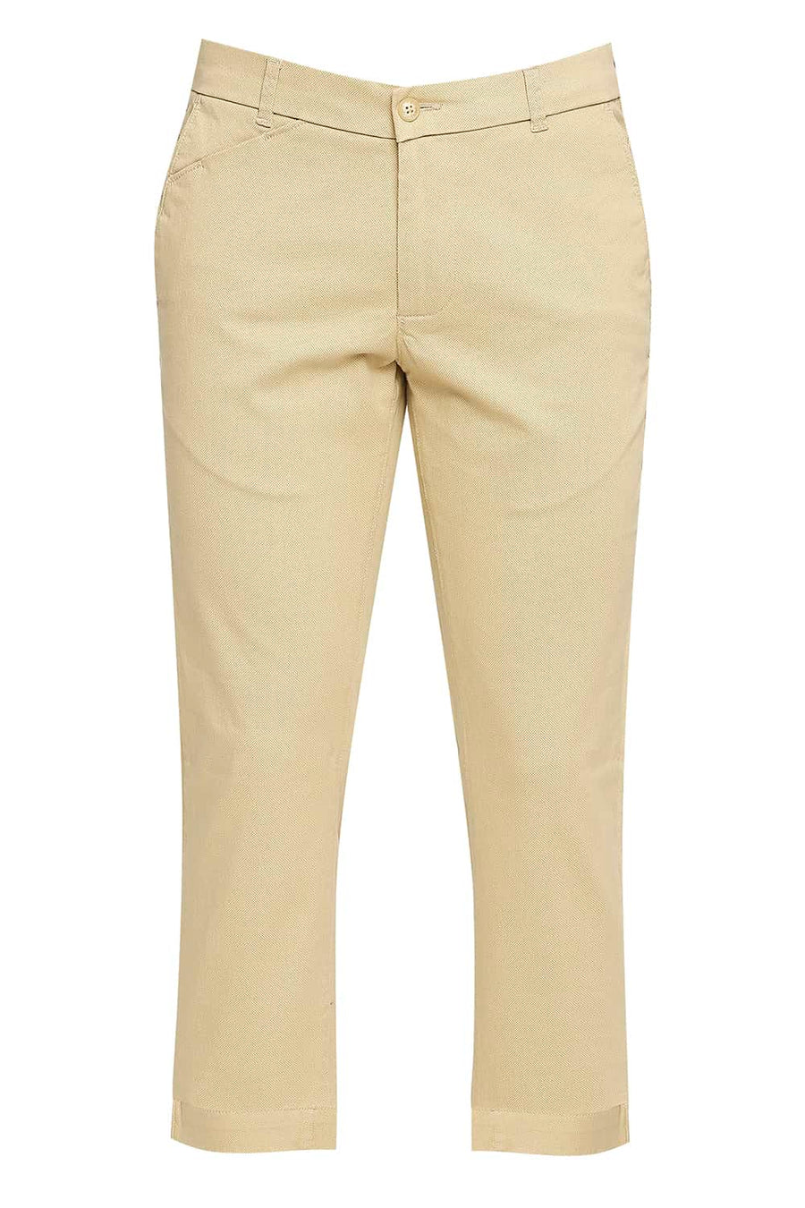 BASICS TAPERED FIT TAUPE KHAKI STRETCH TROUSER