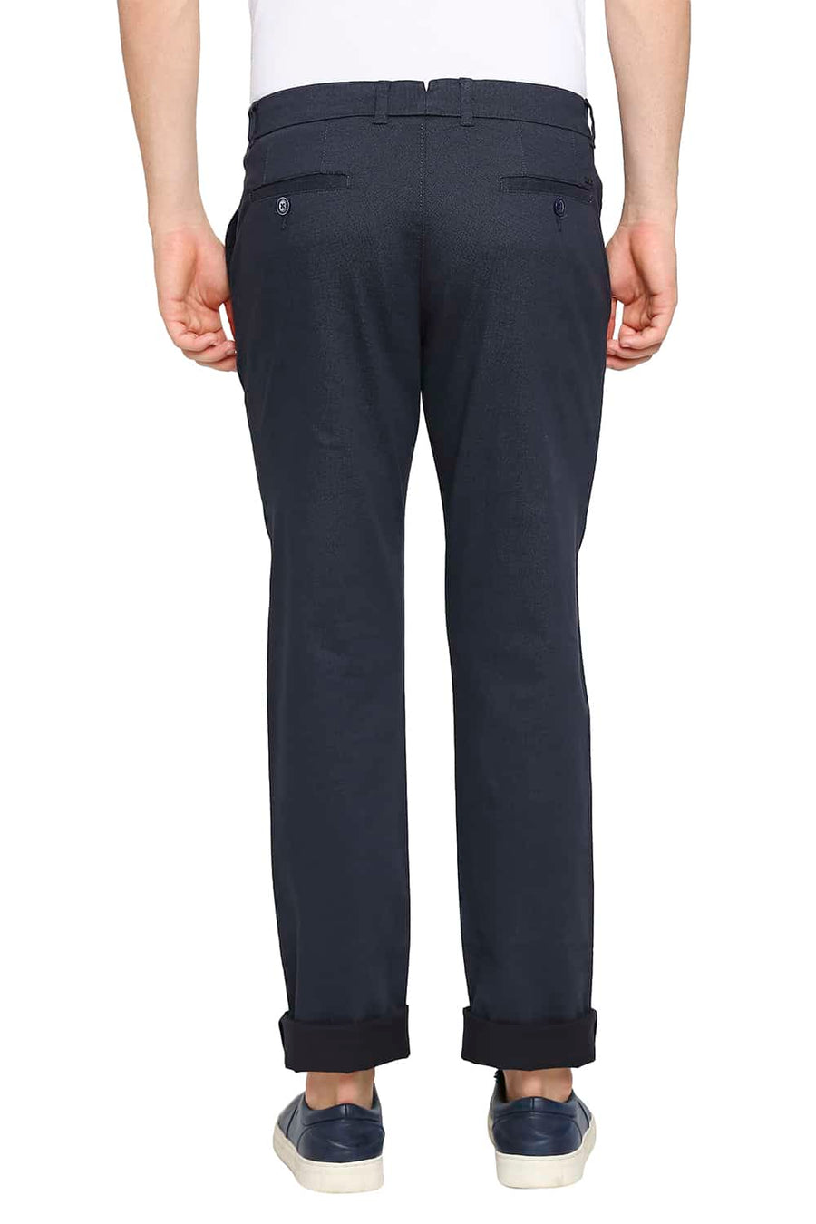 BASICS TAPERED FIT SPACE NAVY STRETCH TROUSER