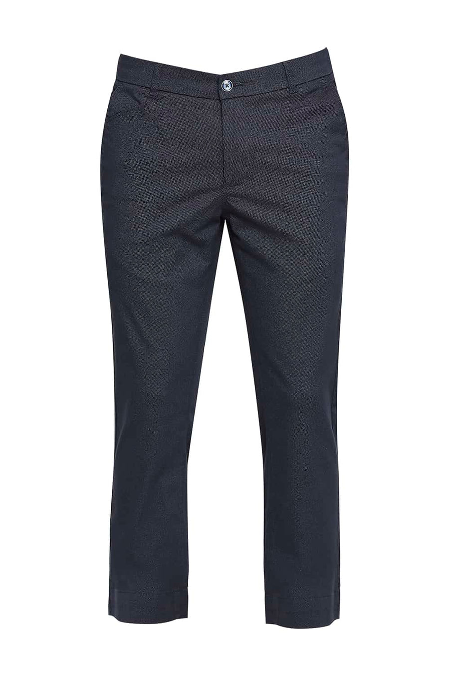 BASICS TAPERED FIT SPACE NAVY STRETCH TROUSER