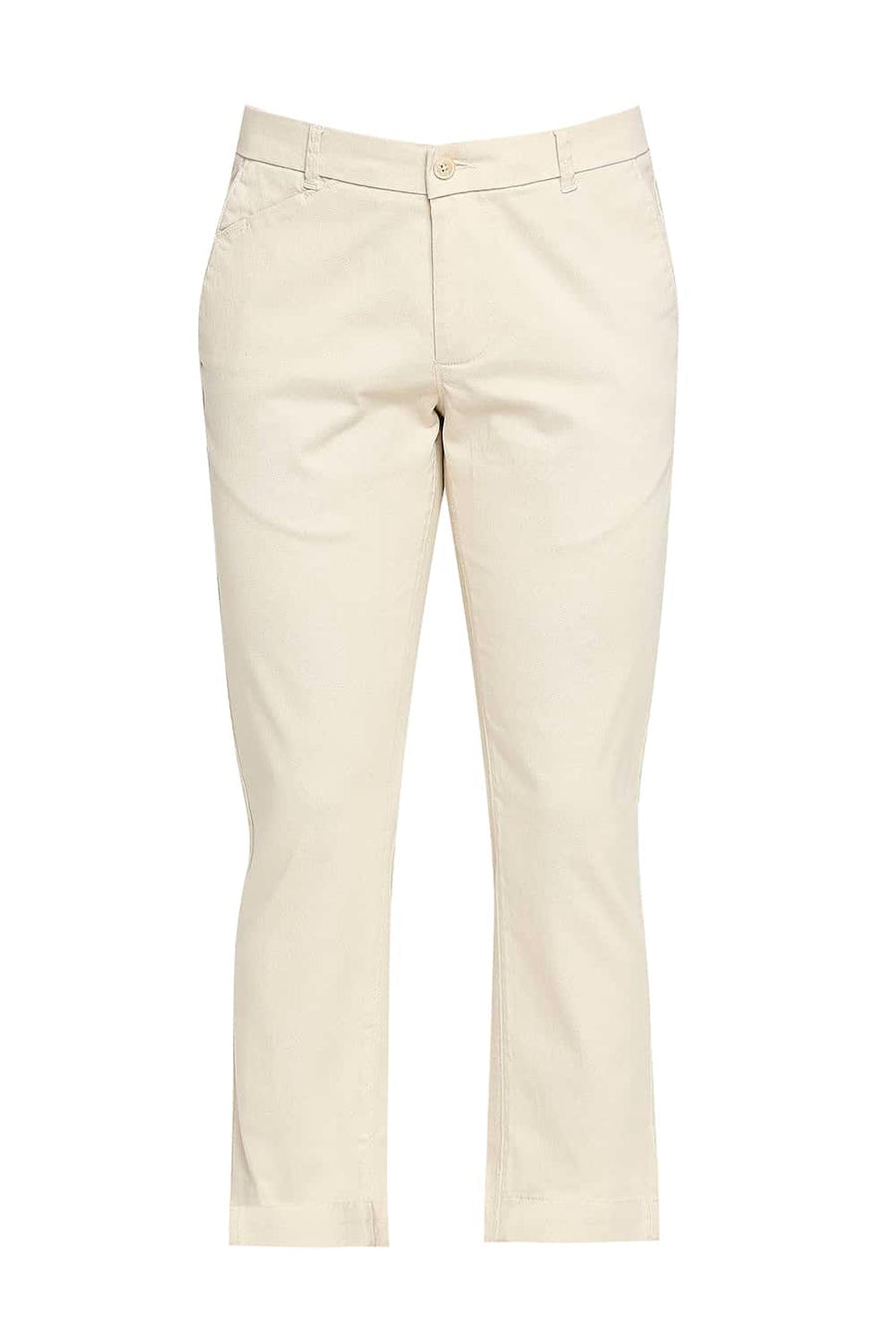 BASICS TAPERED FIT CREME ECRU STRETCH TROUSER