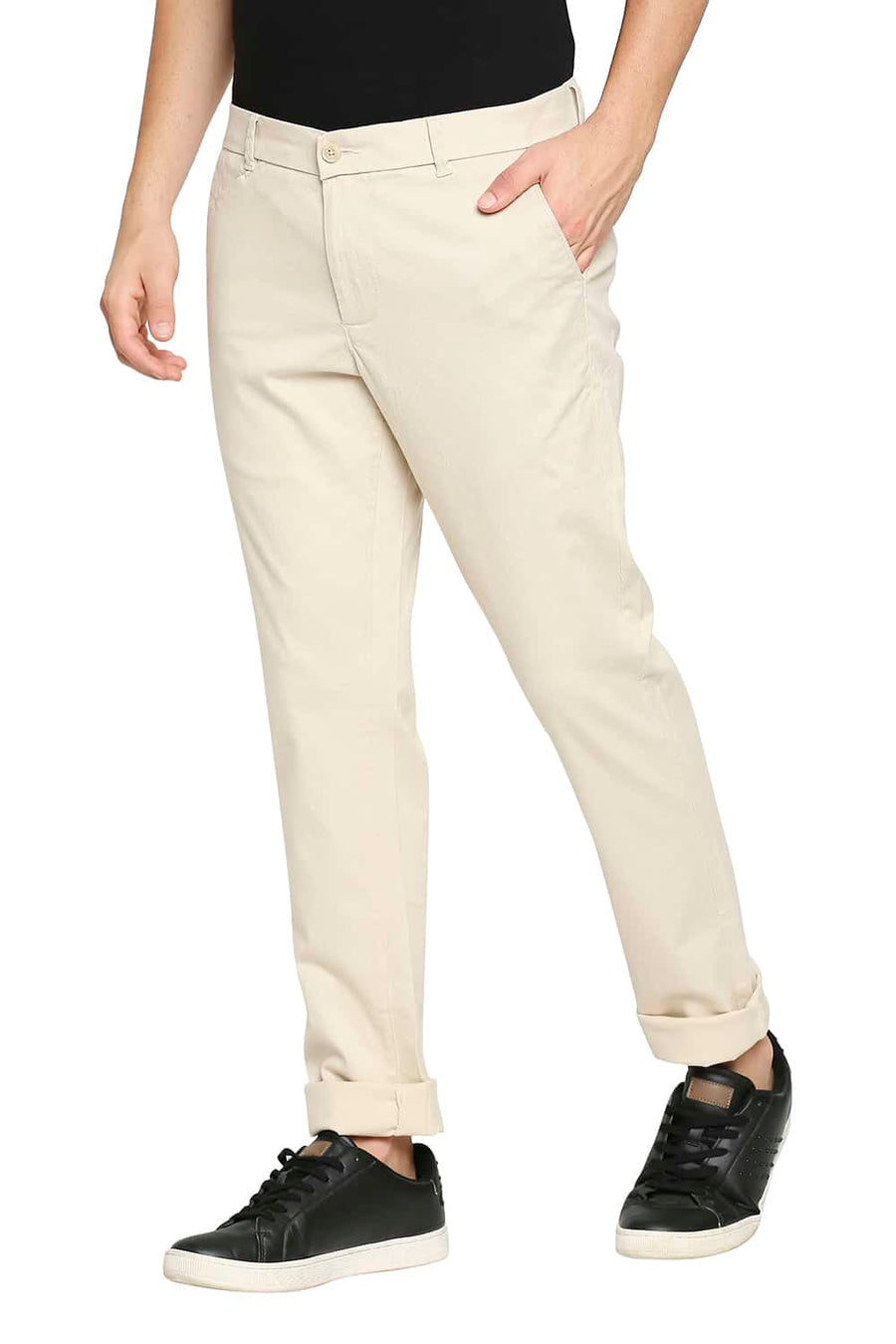 BASICS TAPERED FIT CREME ECRU STRETCH TROUSER