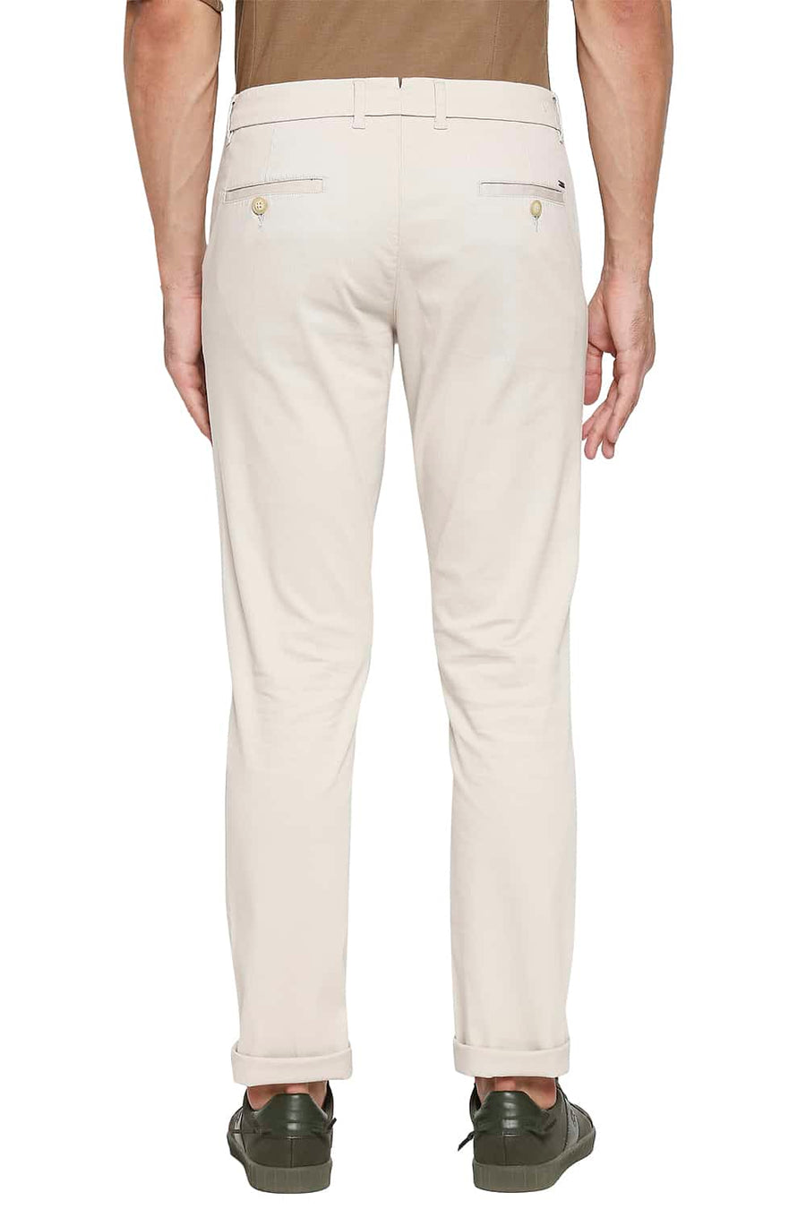 BASICS TAPERED FIT SAND BEIGE STRETCH TROUSER