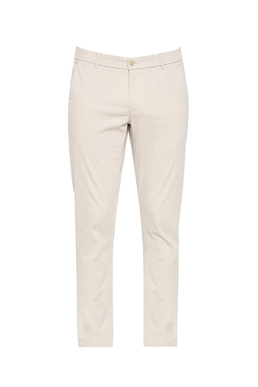 BASICS TAPERED FIT SAND BEIGE STRETCH TROUSER