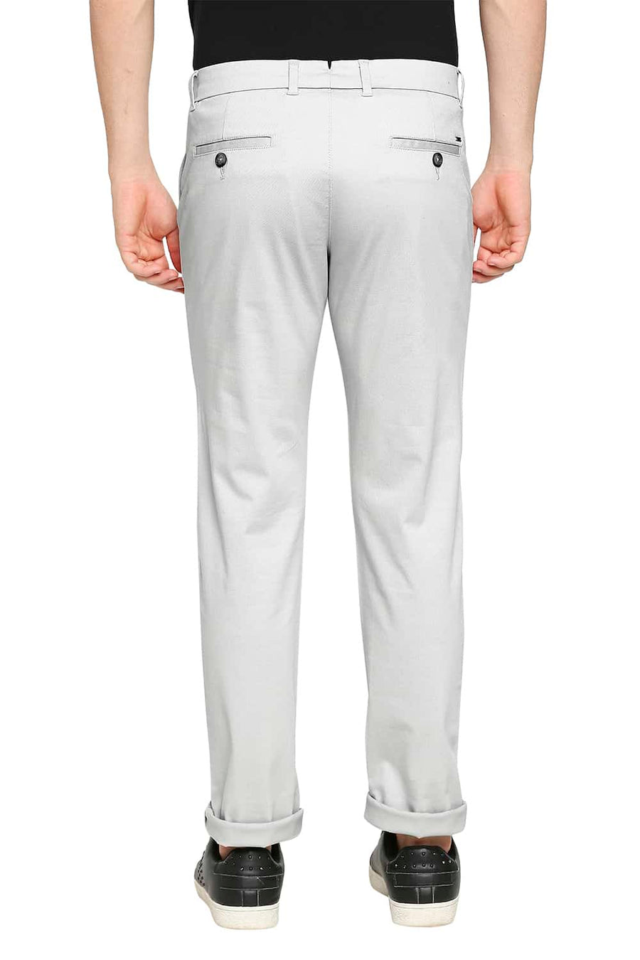 BASICS TAPERED FIT BIRCH GREY STRETCH TROUSER