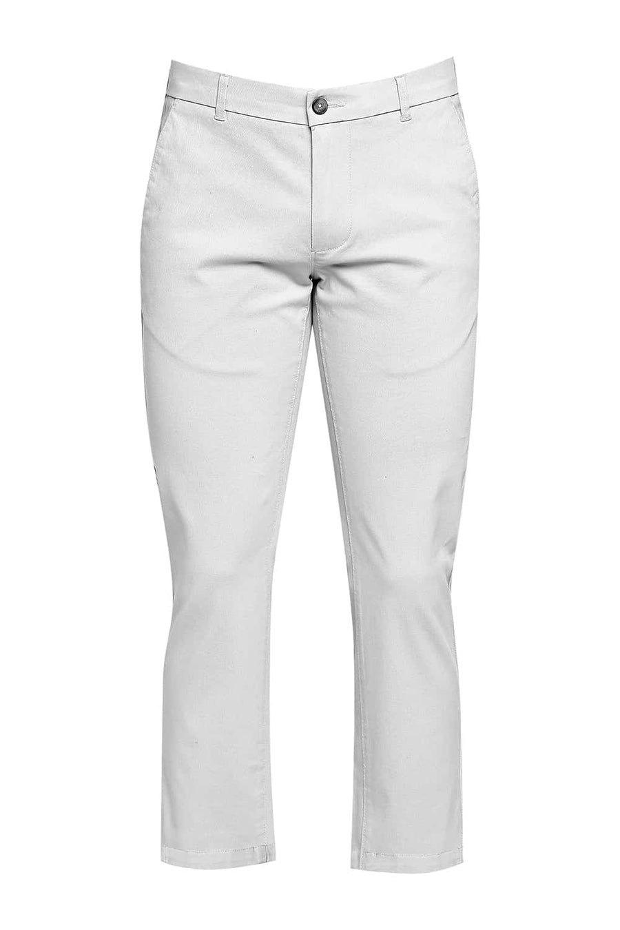 BASICS TAPERED FIT BIRCH GREY STRETCH TROUSER