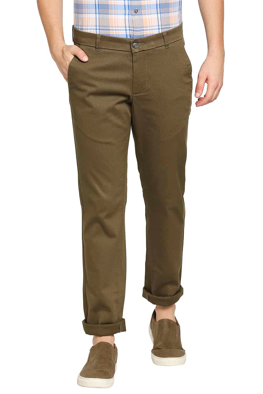 BASICS TAPERED FIT BUTTERNUT BROWN STRETCH TROUSER