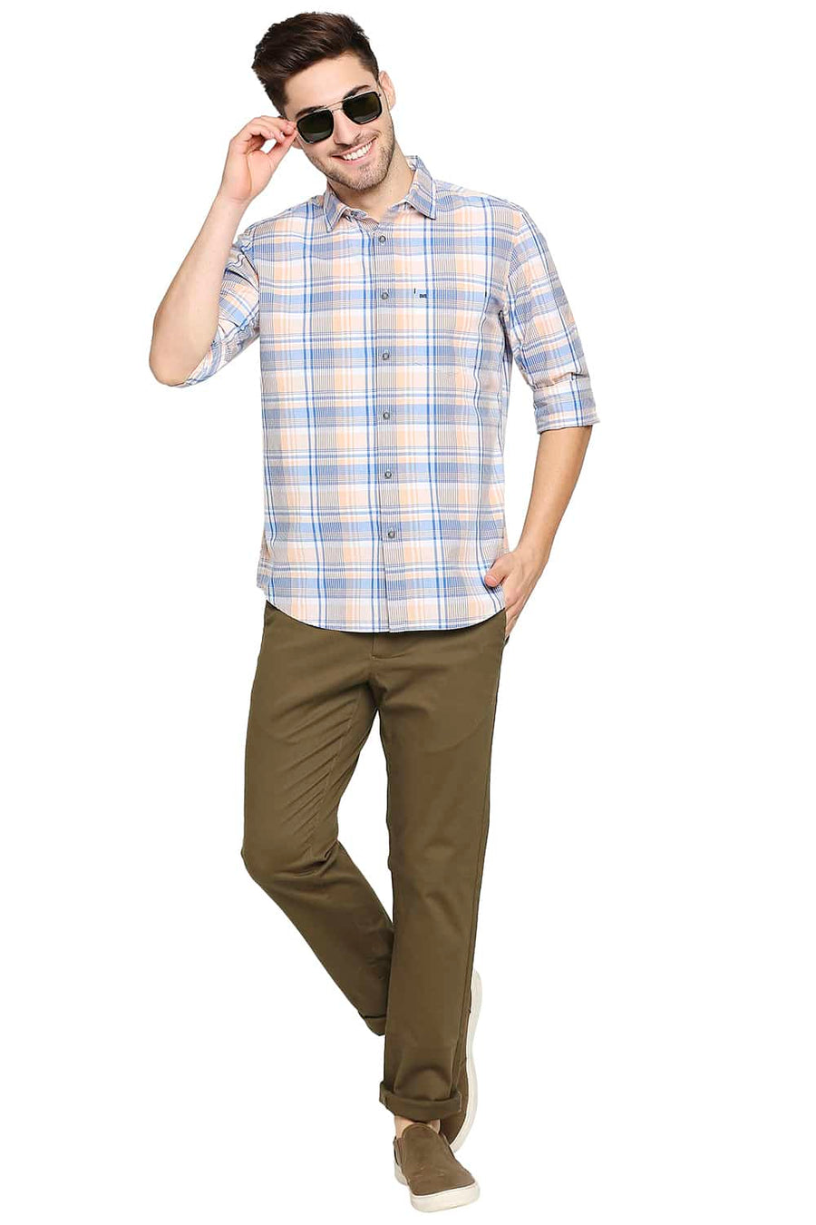 BASICS TAPERED FIT BUTTERNUT BROWN STRETCH TROUSER