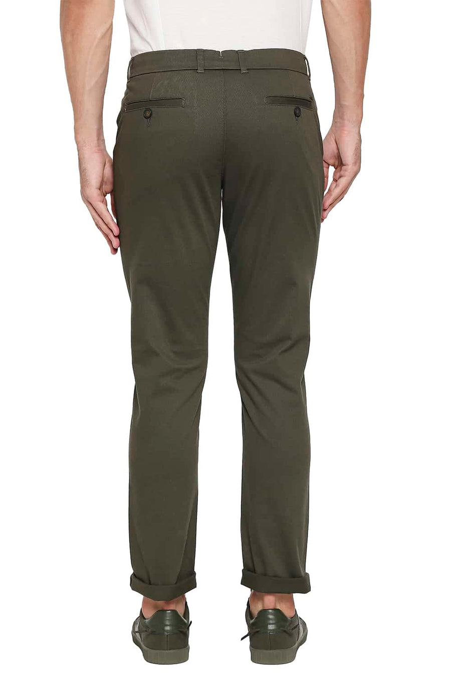 BASICS TAPERED FIT IVY OLIVE STRETCH TROUSER