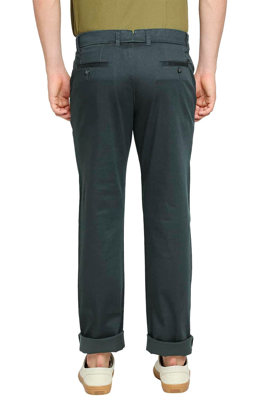 BASICS TAPERED FIT GABLES GREEN STRETCH TROUSER