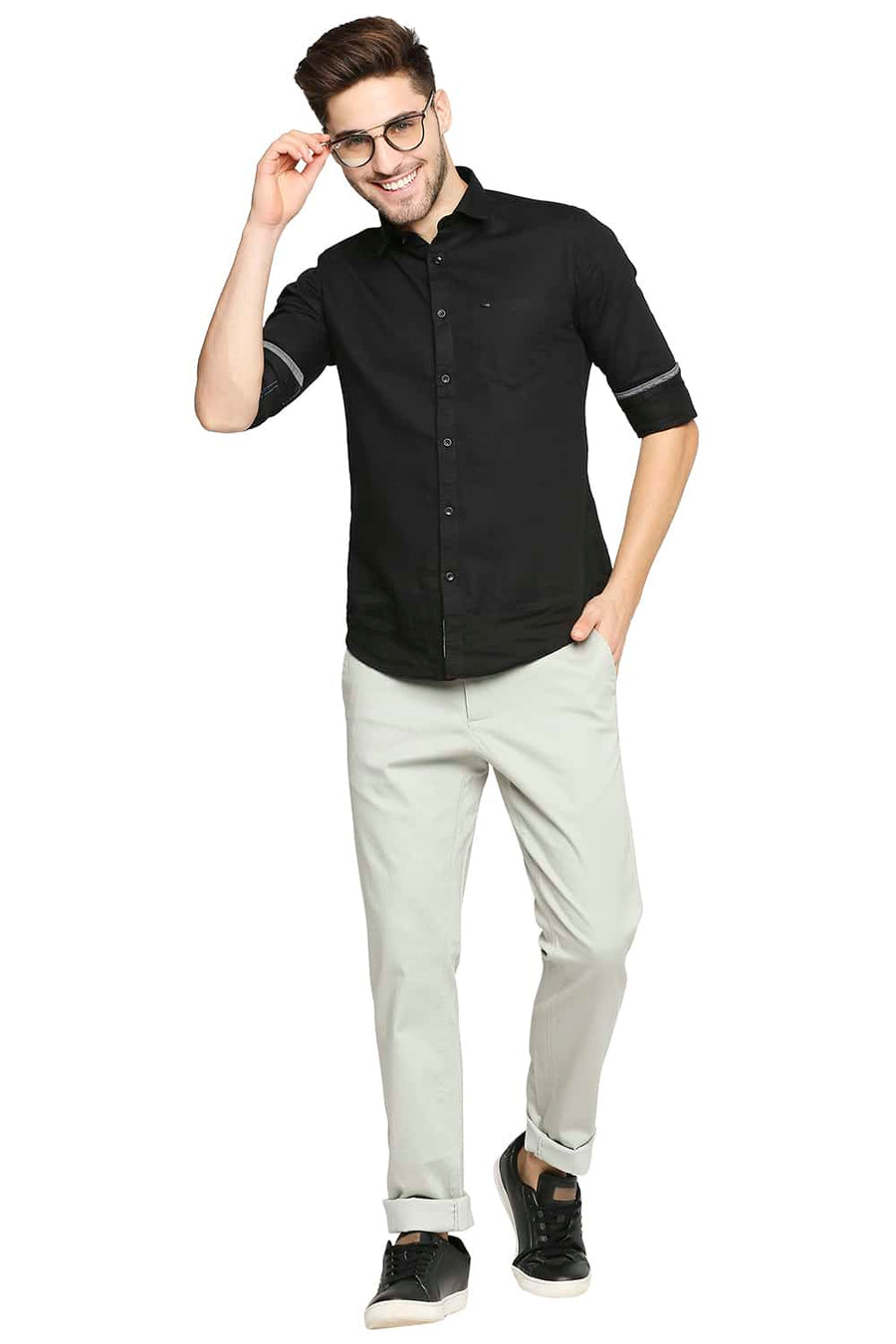 BASICS TAPERED FIT AQUA STONE STRETCH TROUSER