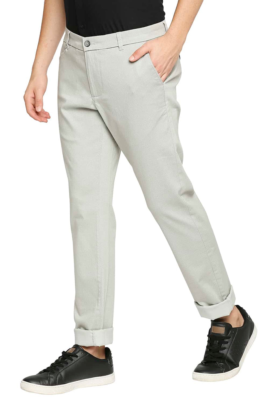 BASICS TAPERED FIT AQUA STONE STRETCH TROUSER