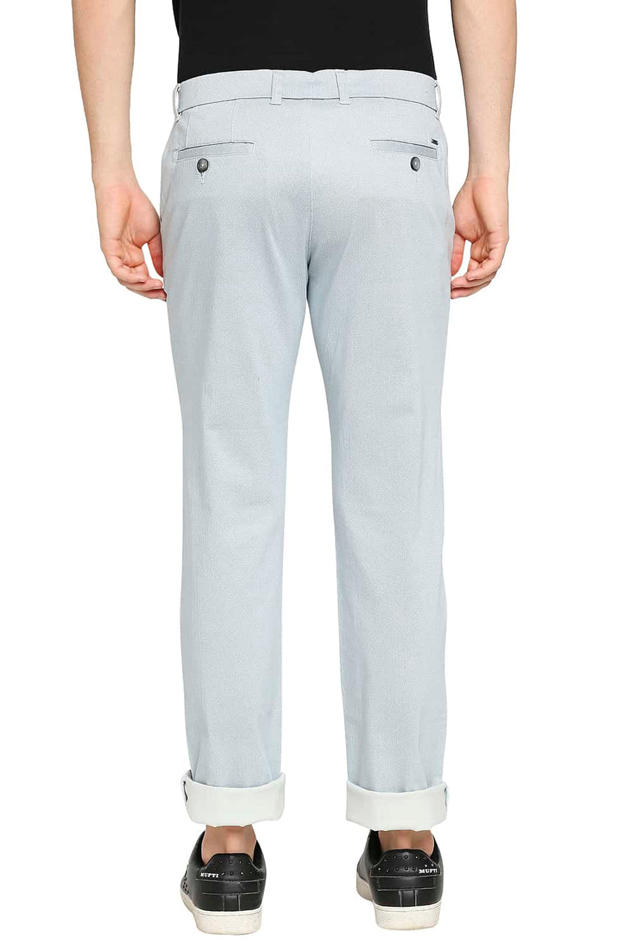 BASICS TAPERED FIT DEW GREY STRETCH TROUSER