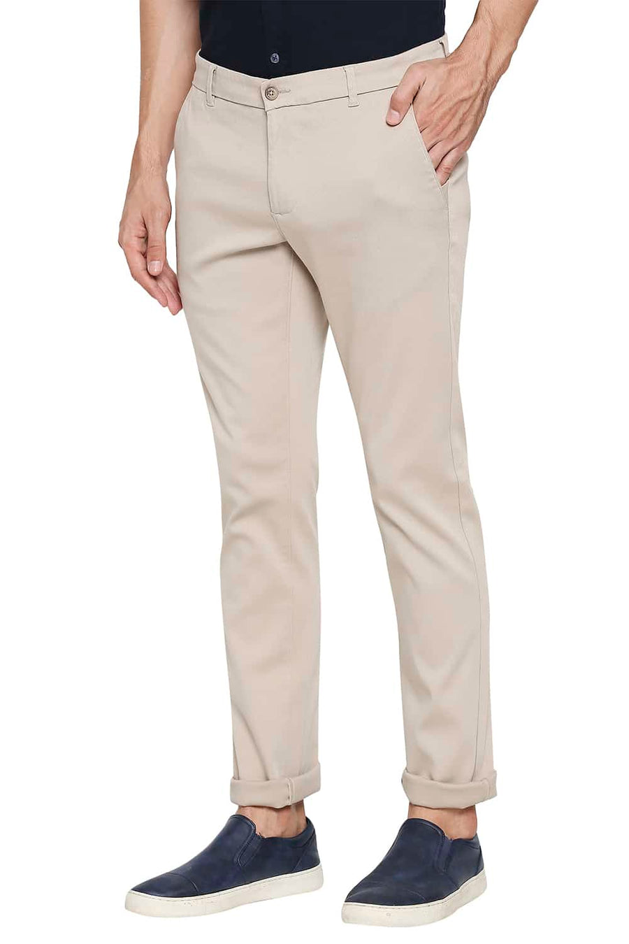 BASICS TAPERED FIT HUMUS BEIGE STRETCH TROUSER