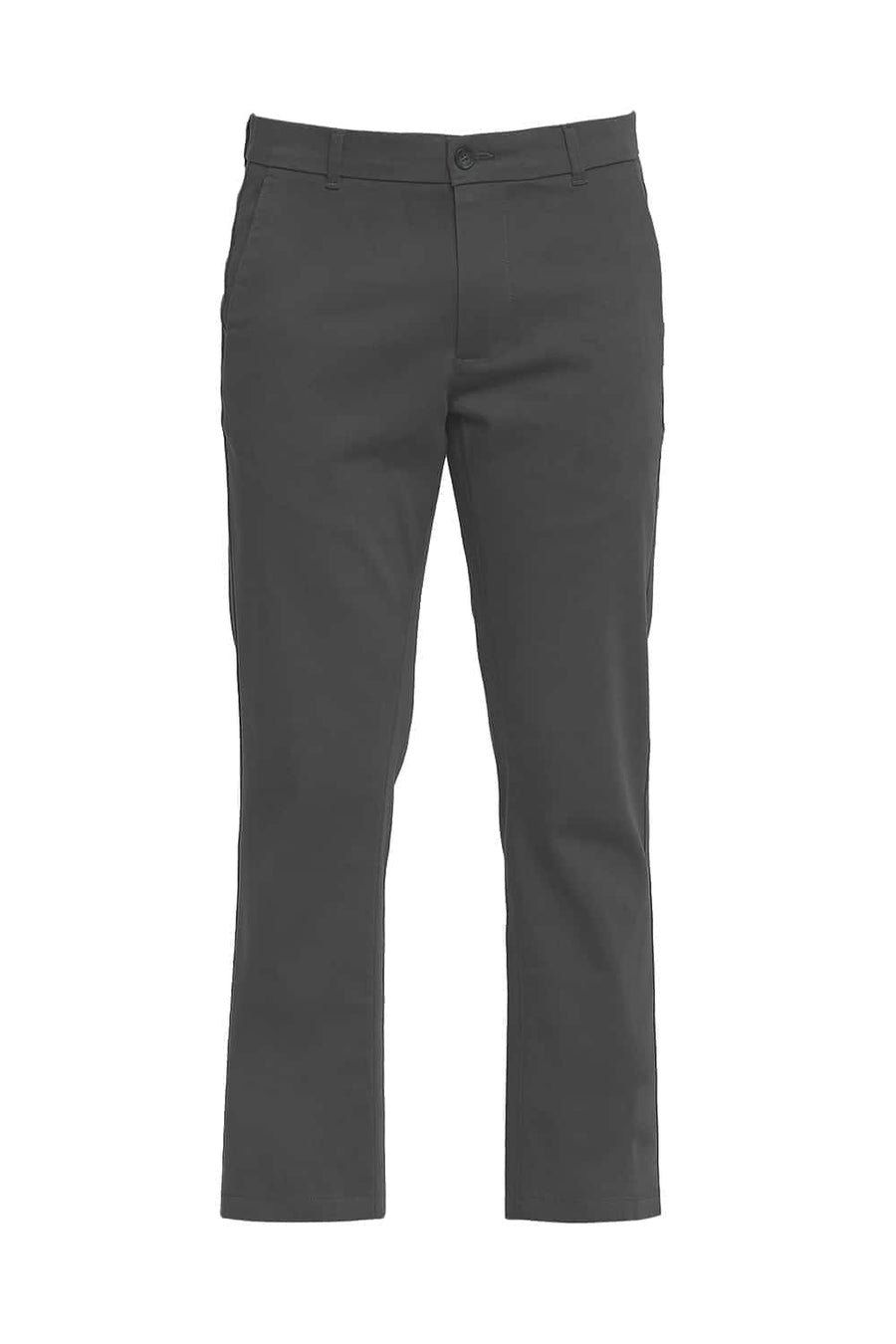 BASICS TAPERED FIT GUNMETAL GREY STRETCH TROUSER