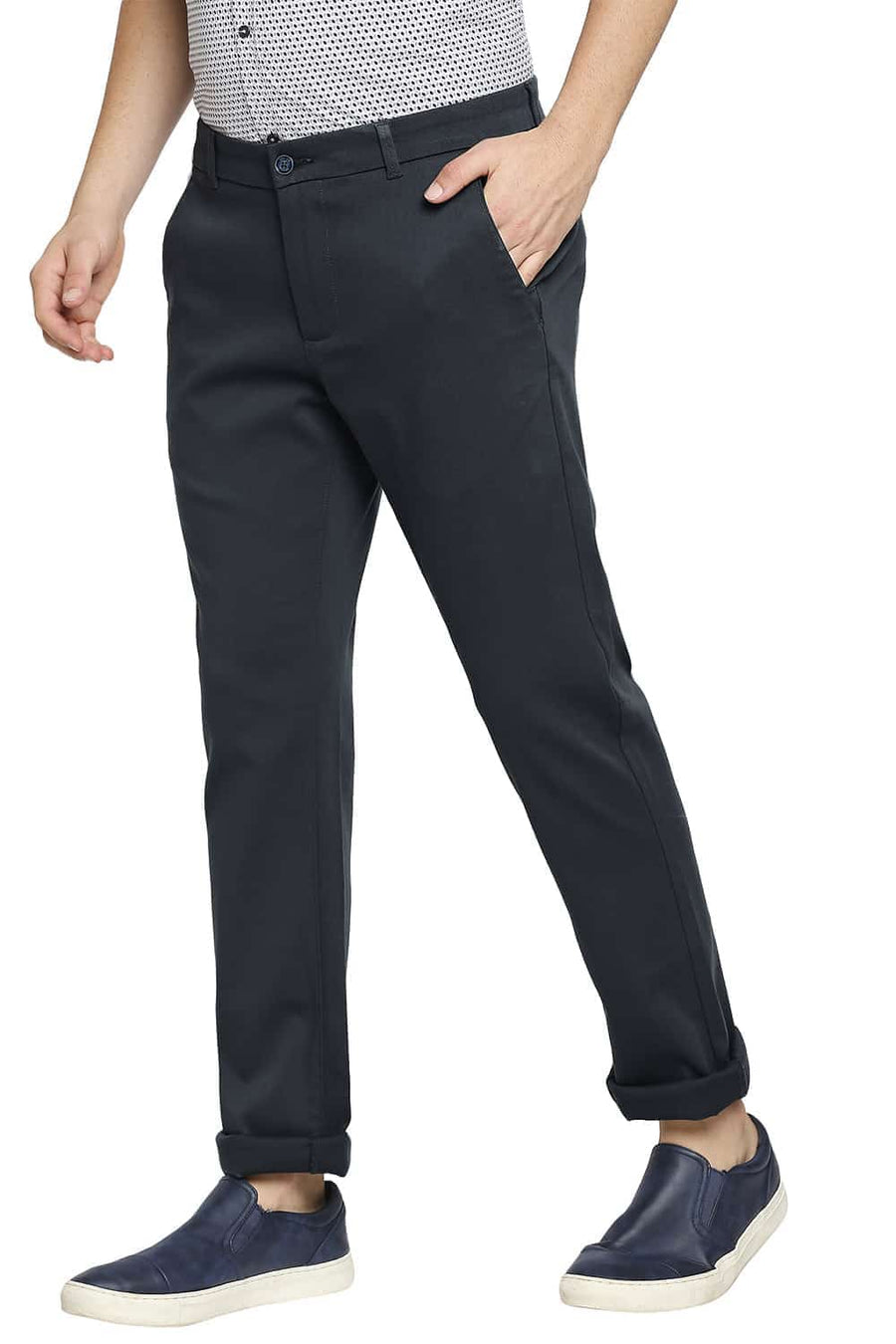 BASICS TAPERED FIT SPRUCE NAVY STRETCH TROUSER
