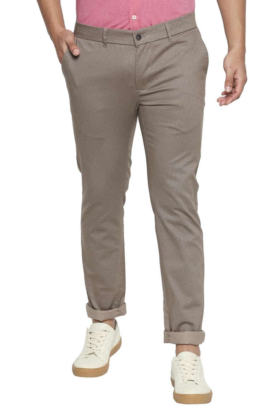 BASICS TAPERED FIT SHIITAKE BROWN STRETCH TROUSER
