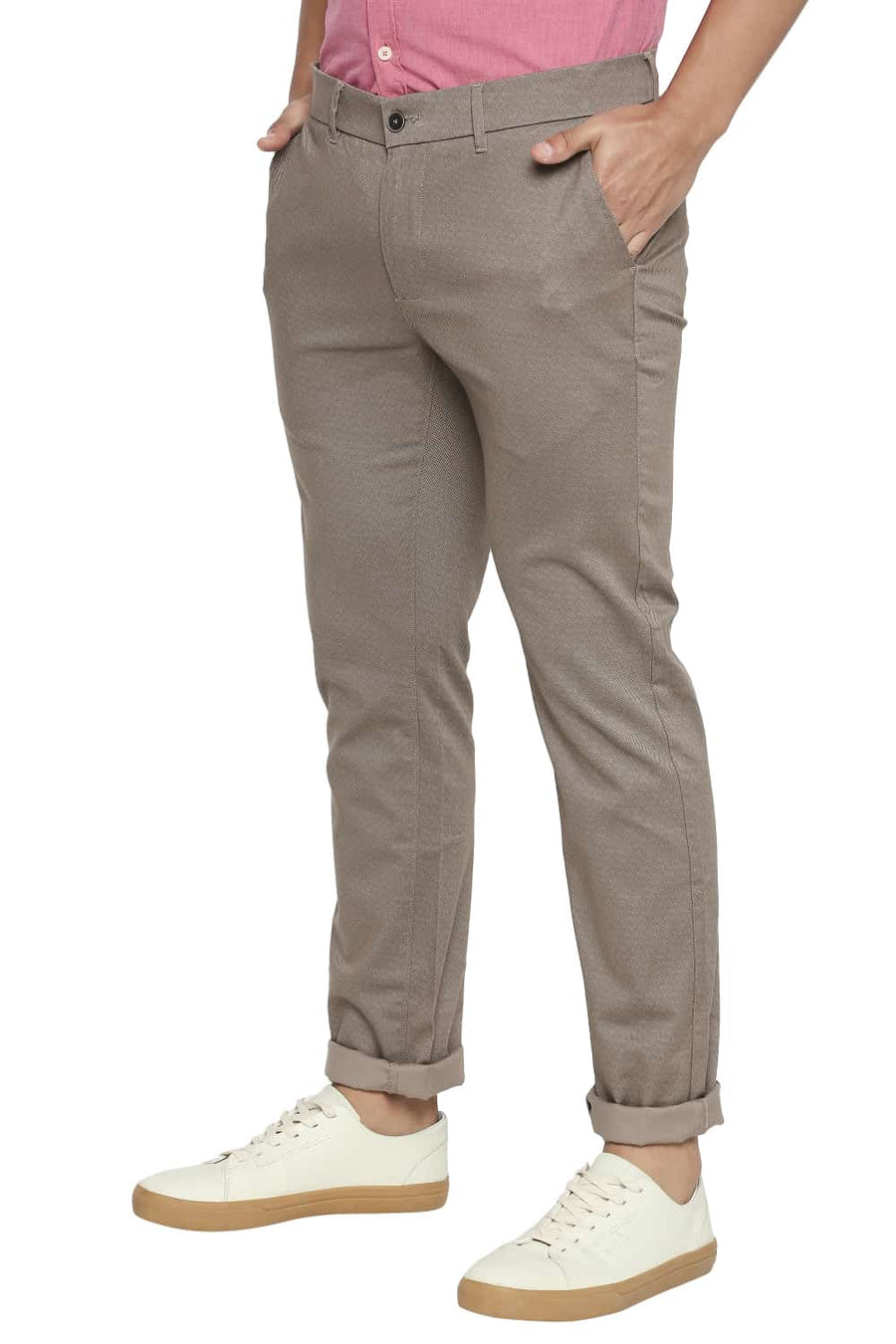 BASICS TAPERED FIT SHIITAKE BROWN STRETCH TROUSER