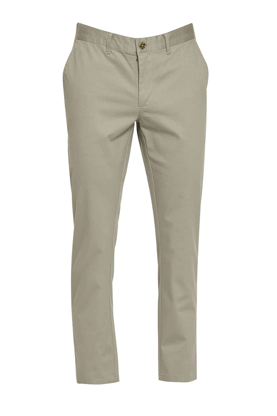 BASICS TAPERED FIT VETIVER GREEN STRETCH TROUSERS