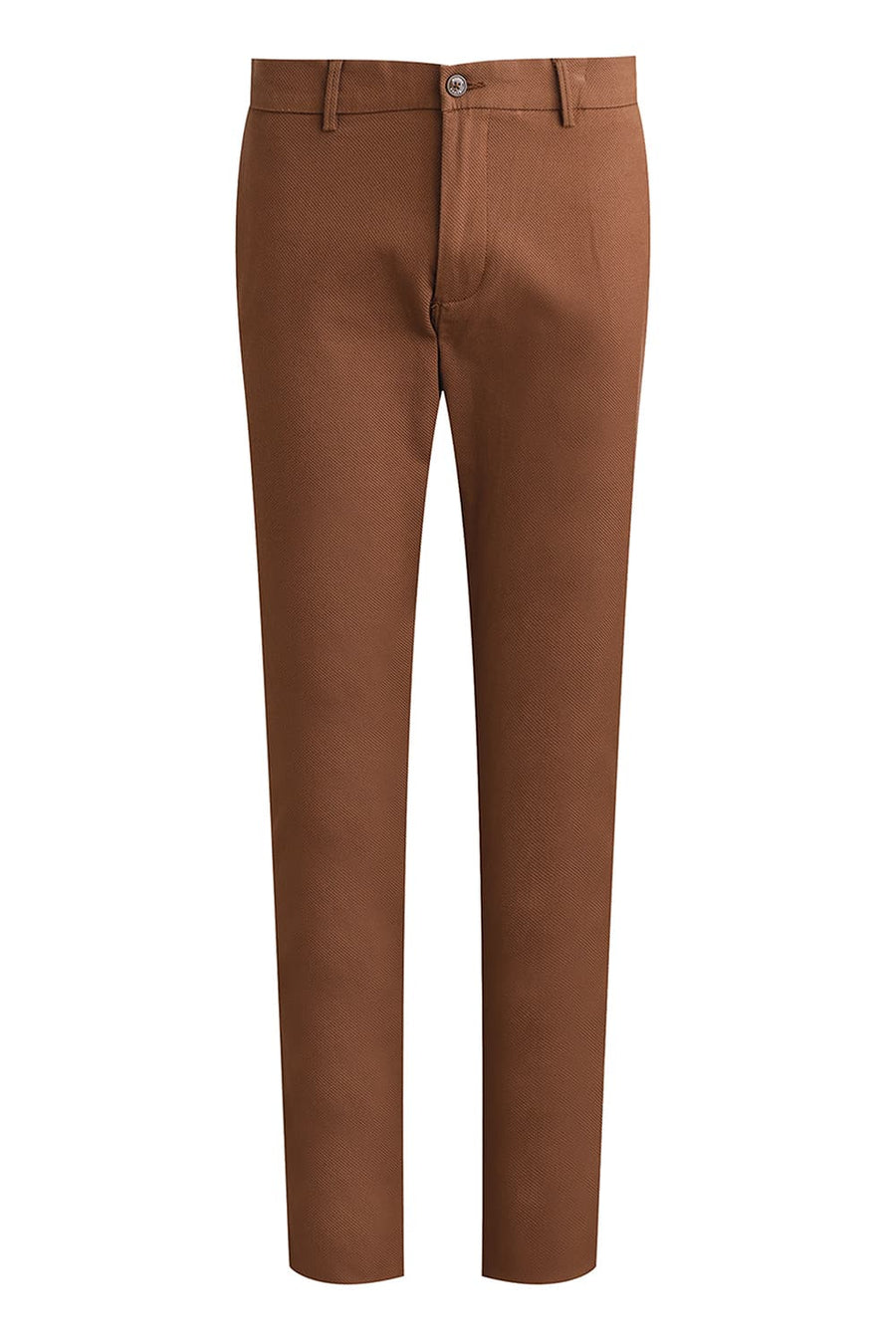 BASICS TAPERED FIT COCOA BROWN STRETCH TROUSERS