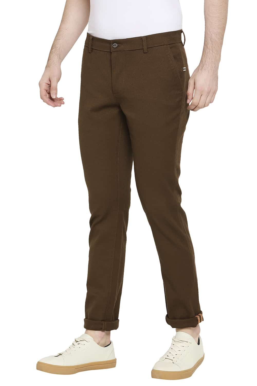 BASICS TAPERED FIT STRETCH TROUSERS