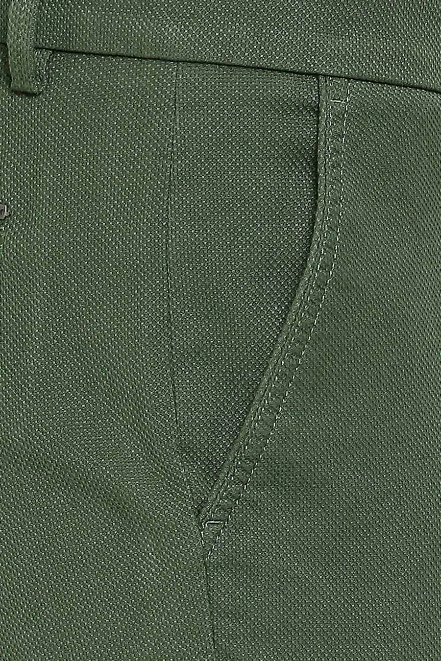 BASICS TAPERED FIT DUCK GREEN STRETCH TROUSERS