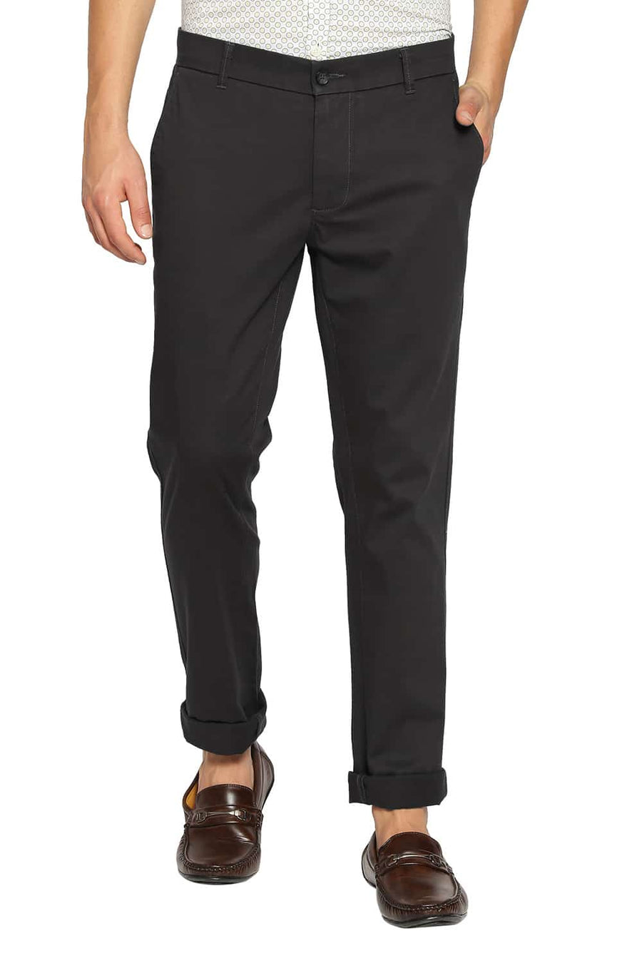 BASICS TAPERED FIT CASTLEROCK GREY STRETCH TROUSERS