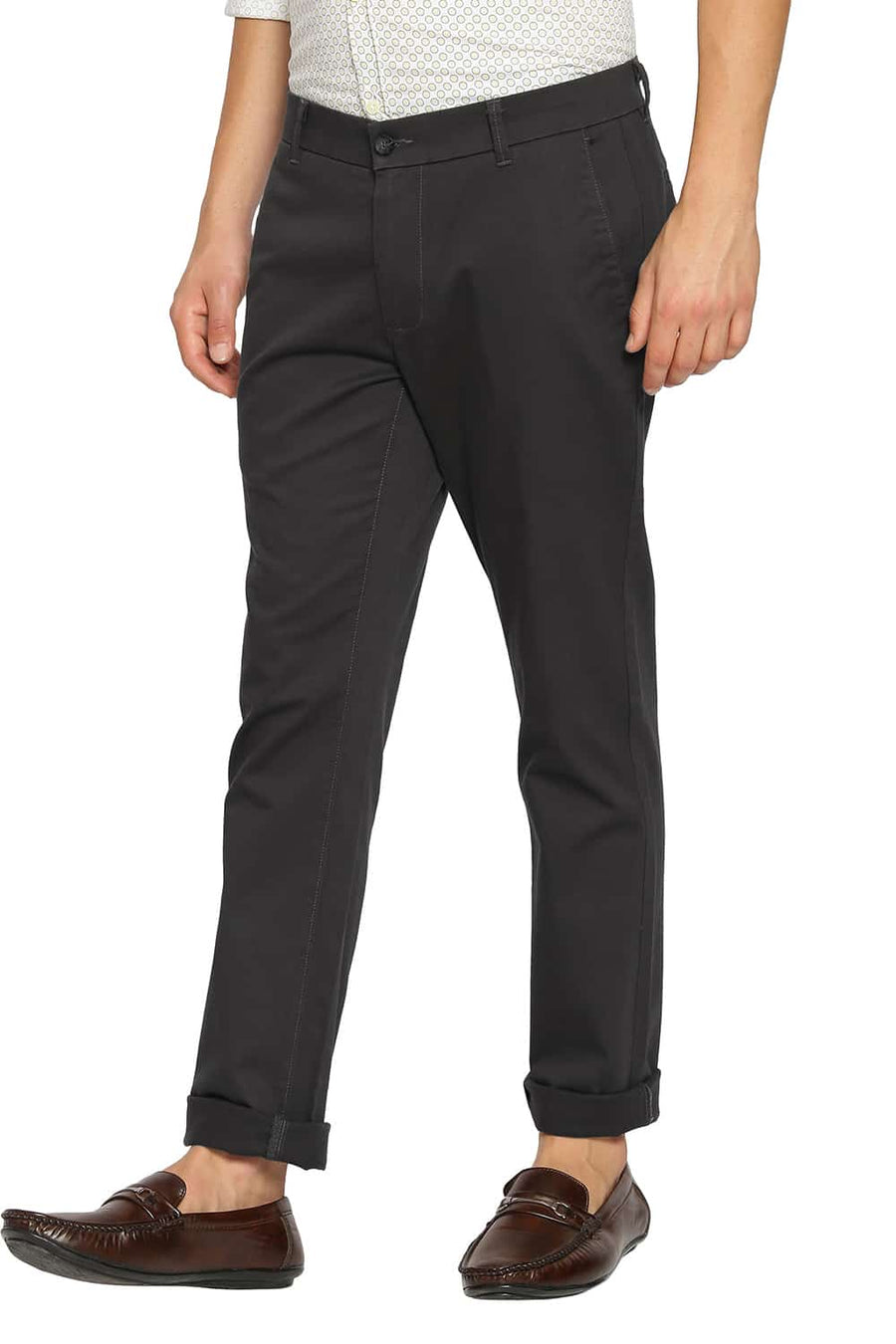 BASICS TAPERED FIT CASTLEROCK GREY STRETCH TROUSERS