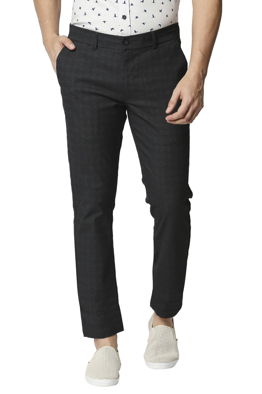 BASICS SKINNY FIT LAVA GREY STRETCH TROUSER