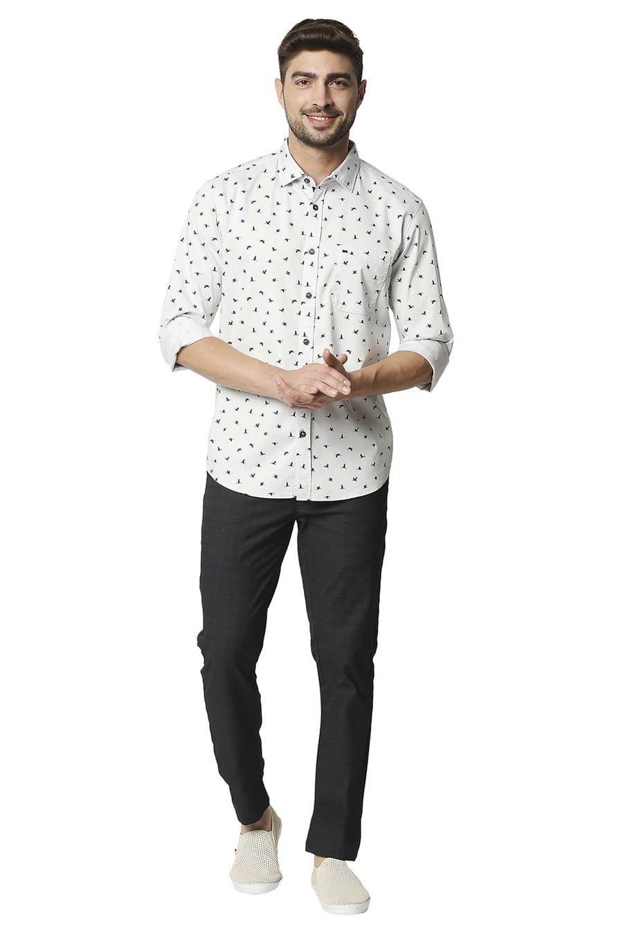 BASICS SKINNY FIT LAVA GREY STRETCH TROUSER