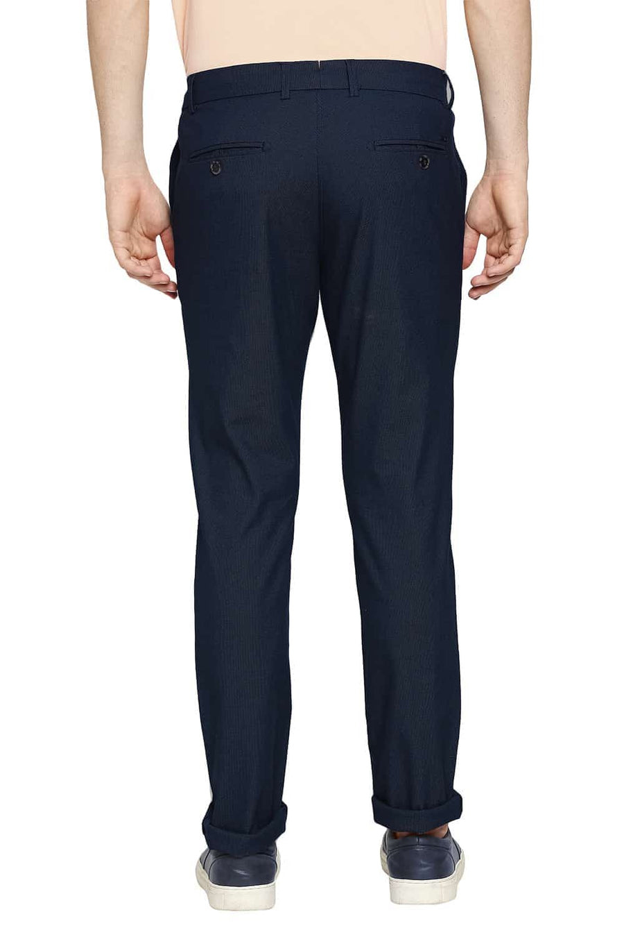 BASICS SKINNY FIT STRATIFIED NAVY STRETCH TROUSER