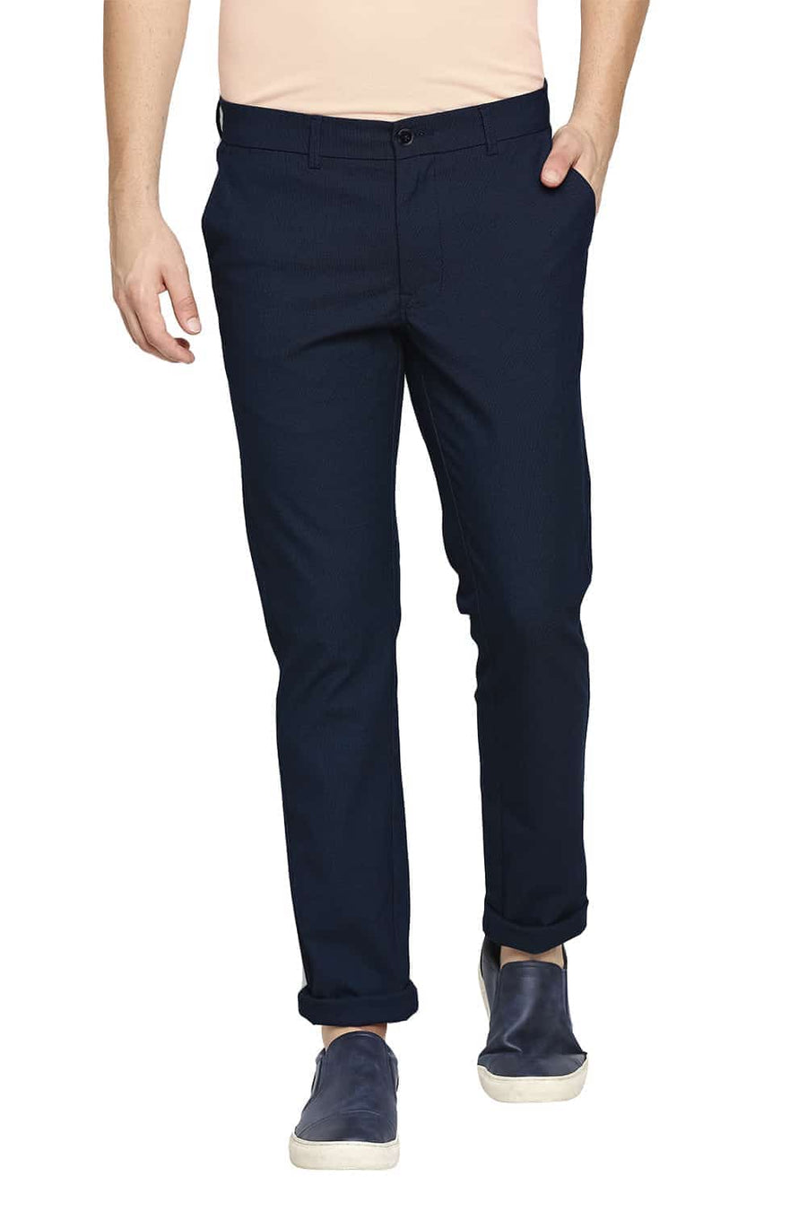 BASICS SKINNY FIT STRATIFIED NAVY STRETCH TROUSER
