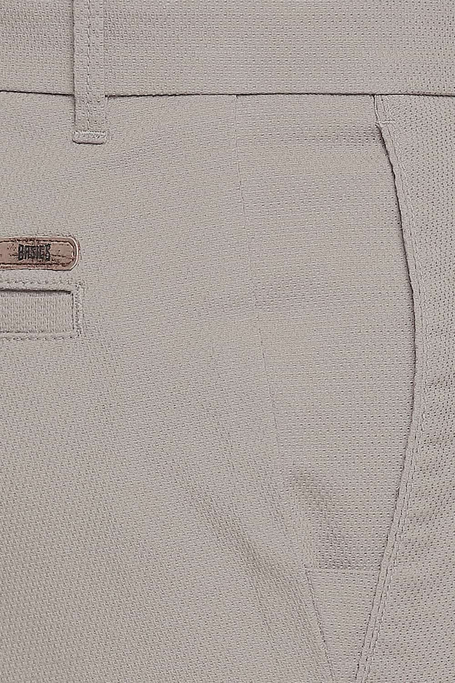 BASICS TAPERED FIT COBBLESTONE GREY STRETCH TROUSER