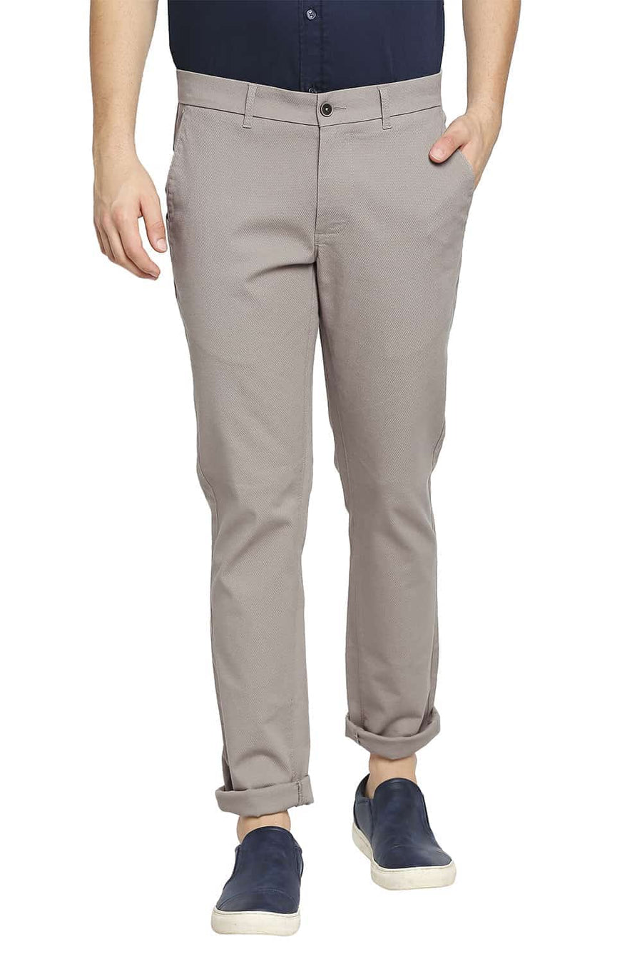 BASICS TAPERED FIT COBBLESTONE GREY STRETCH TROUSER