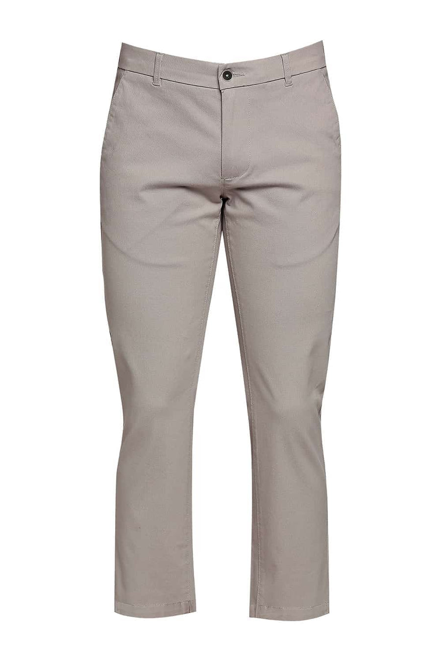 BASICS TAPERED FIT COBBLESTONE GREY STRETCH TROUSER