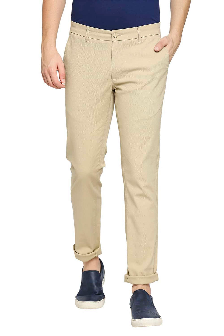 BASICS TAPERED FIT MOJAVE BEIGE STRETCH TROUSER