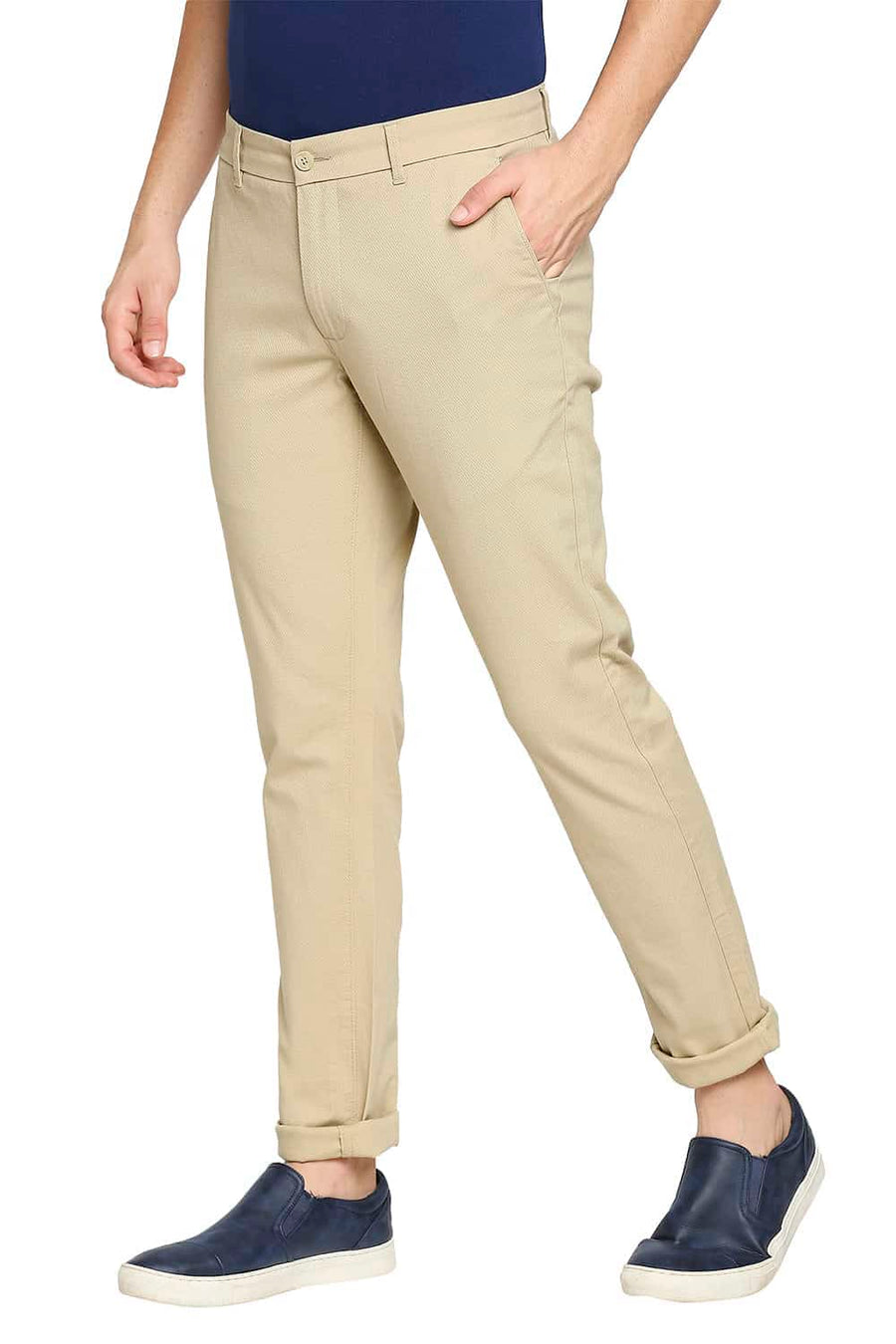 BASICS TAPERED FIT MOJAVE BEIGE STRETCH TROUSER