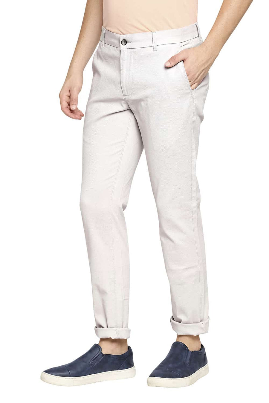 BASICS TAPERED FIT MOONSTRUCK GREY STRETCH TROUSER