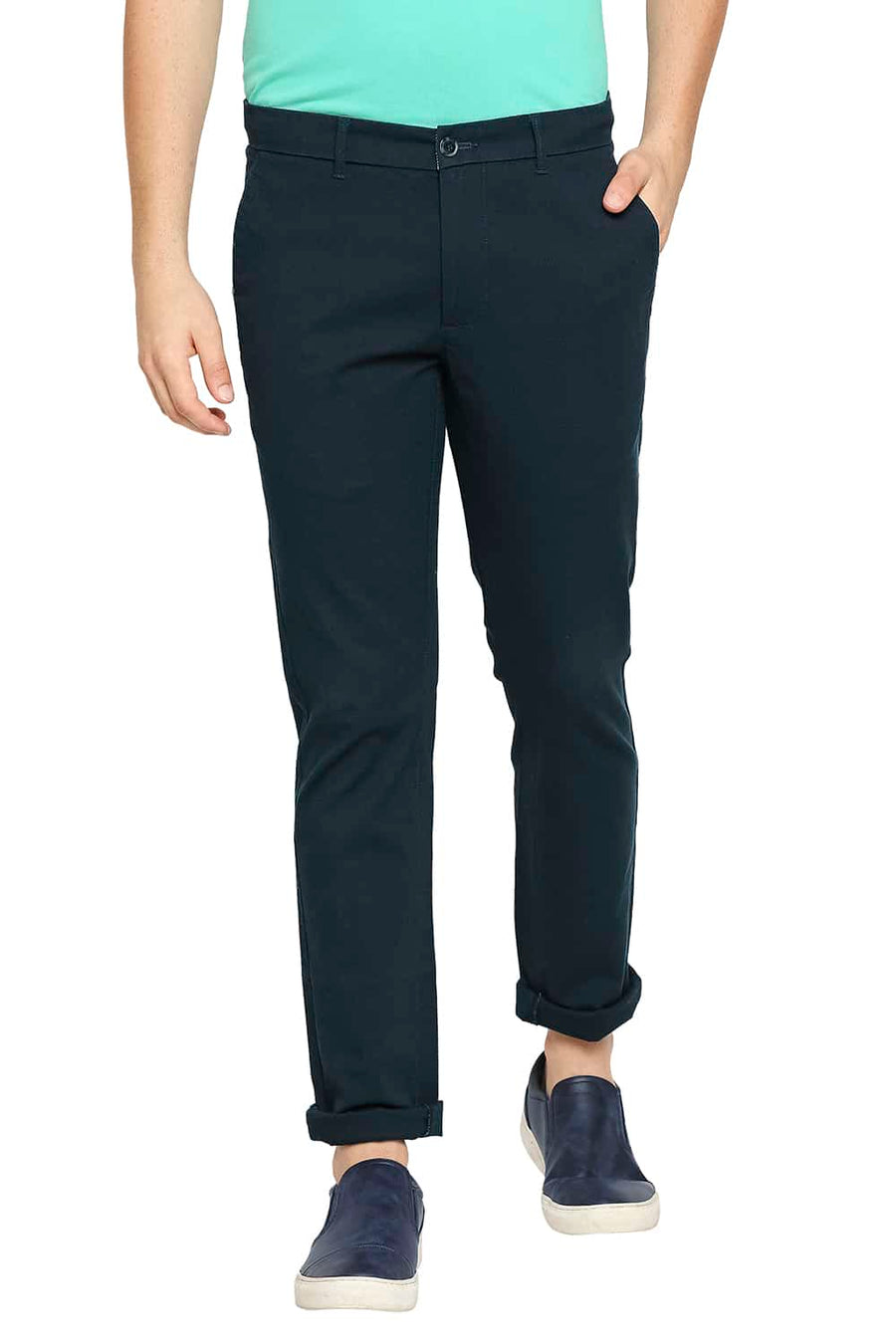 BASICS TAPERED FIT STARGAZER GREEN STRETCH TROUSER