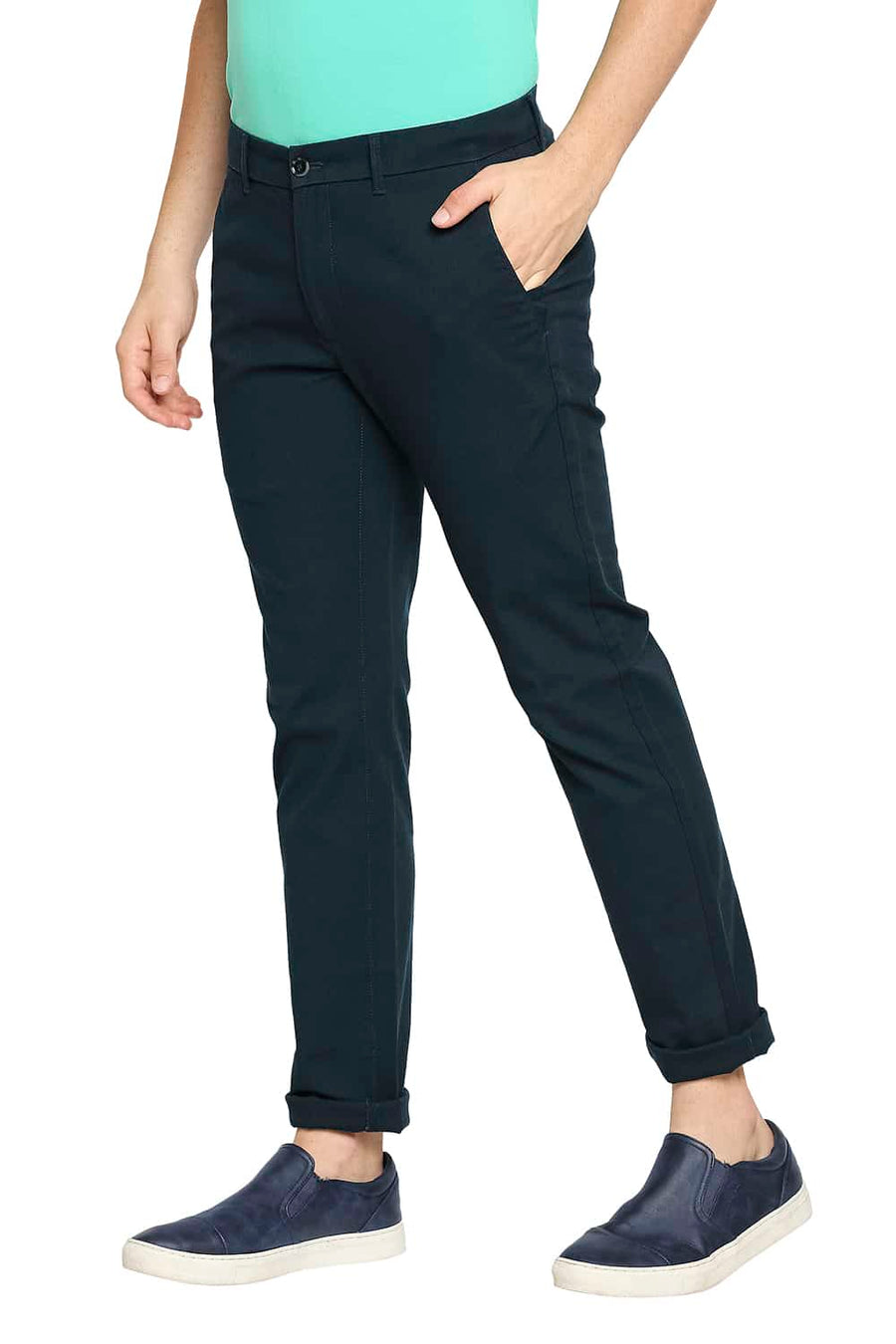 BASICS TAPERED FIT STARGAZER GREEN STRETCH TROUSER