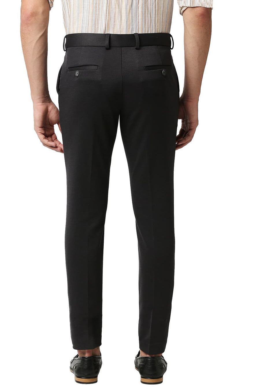 BASICS TAPERED FIT OYSTER GREY KNIT TROUSERS