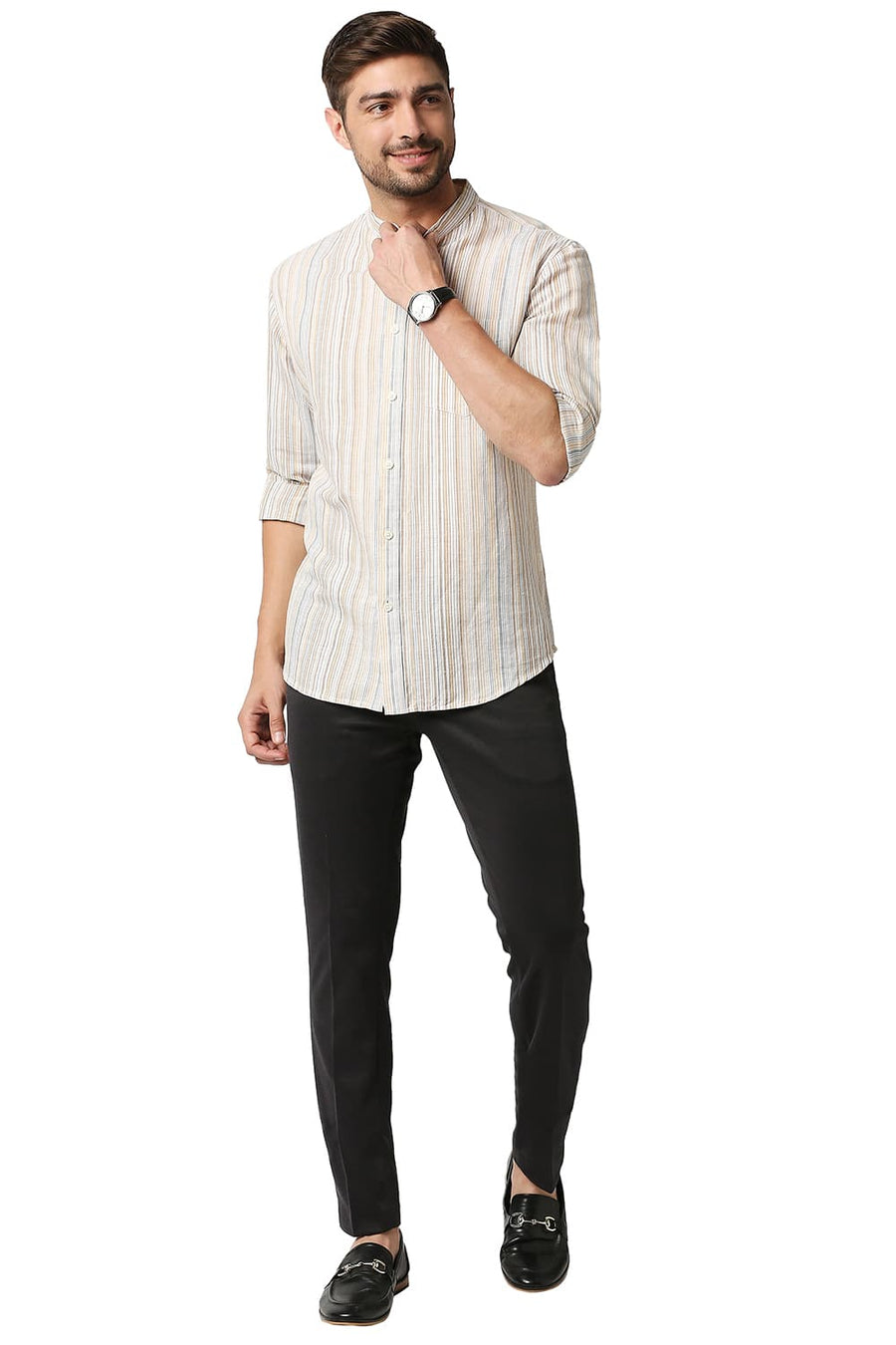 BASICS TAPERED FIT OYSTER GREY KNIT TROUSERS