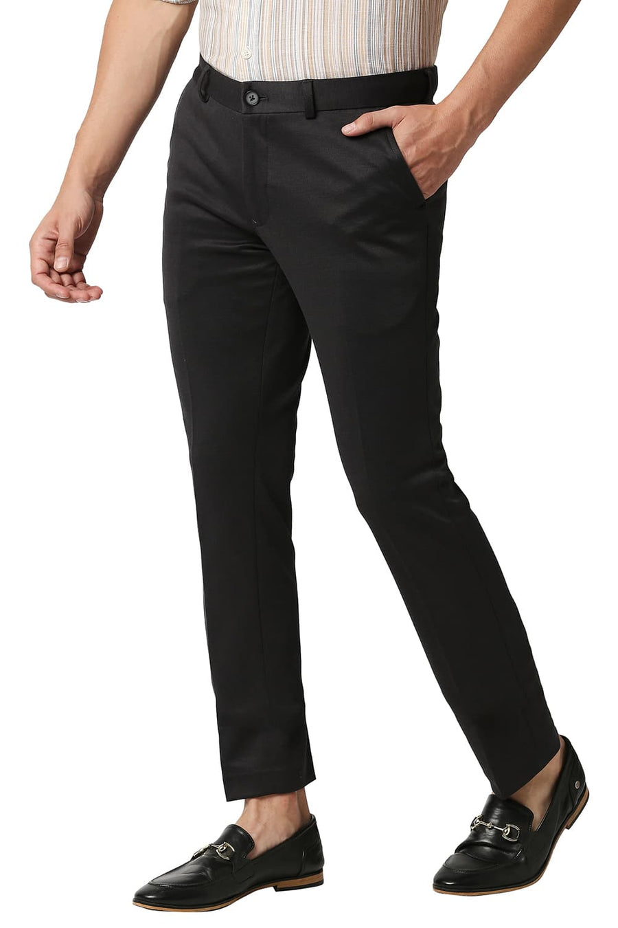 BASICS TAPERED FIT OYSTER GREY KNIT TROUSERS