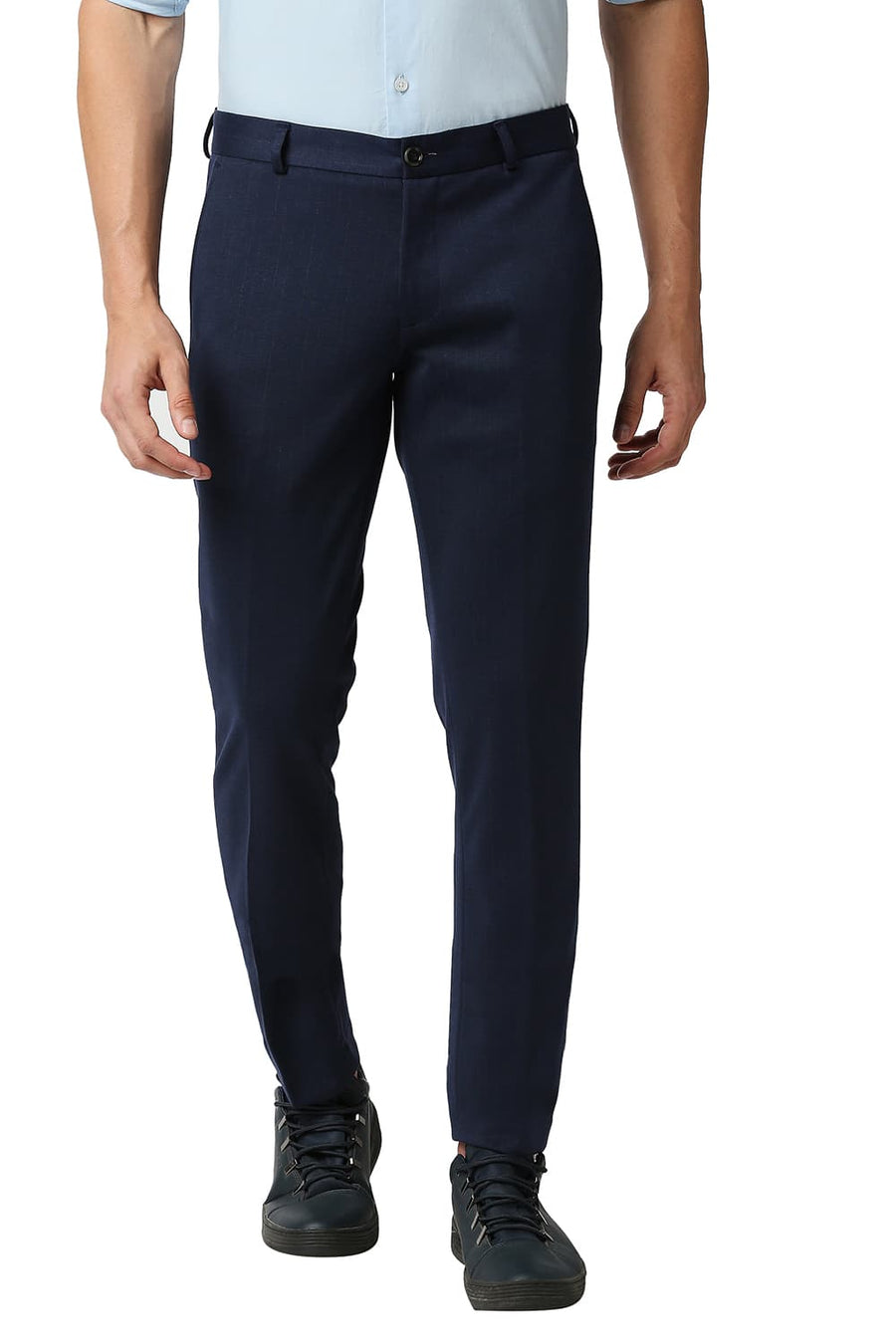 BASICS TAPERED FIT CELESTIAL BLUE KNIT TROUSERS