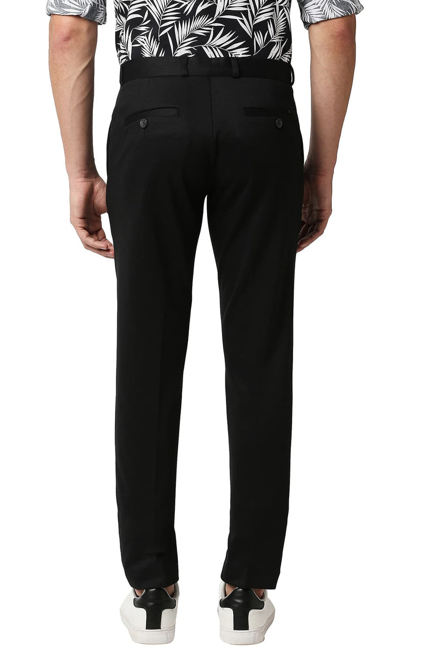 BASICS TAPERED FIT CAVIAR BLACK KNIT TROUSERS
