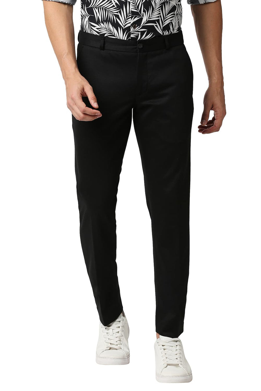 BASICS TAPERED FIT CAVIAR BLACK KNIT TROUSERS