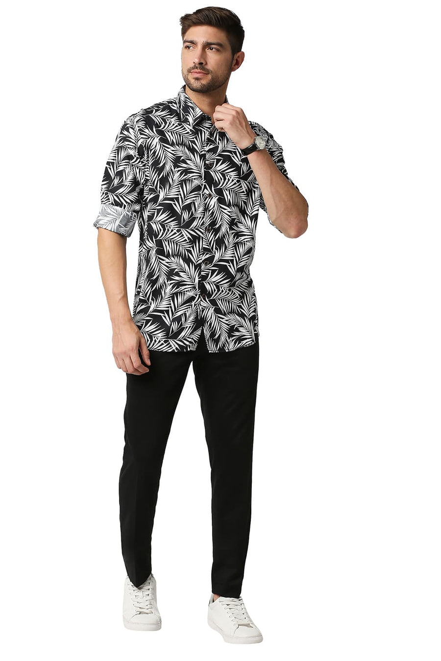 BASICS TAPERED FIT CAVIAR BLACK KNIT TROUSERS