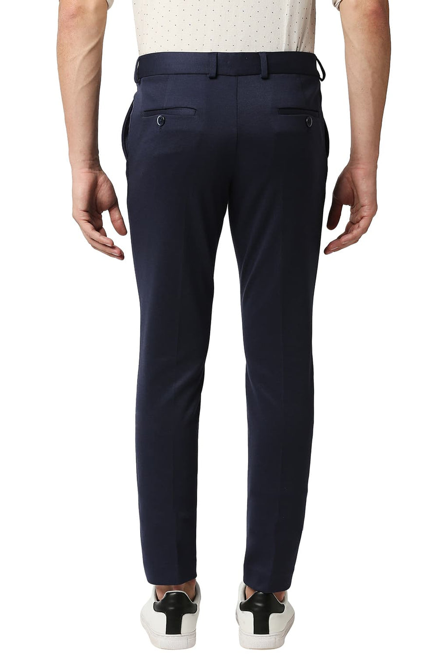 BASICS TAPERED FIT MOOD INDIGO NAVY KNIT TROUSERS