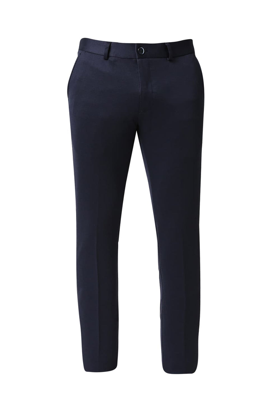 BASICS TAPERED FIT MOOD INDIGO NAVY KNIT TROUSERS