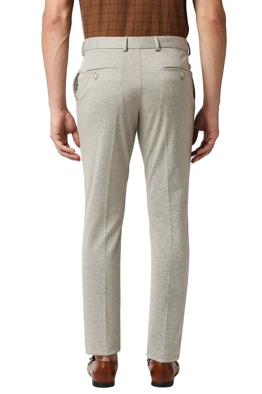 BASICS TAPERED FIT PISTACHIO SHELL ECRU KNIT TROUSERS