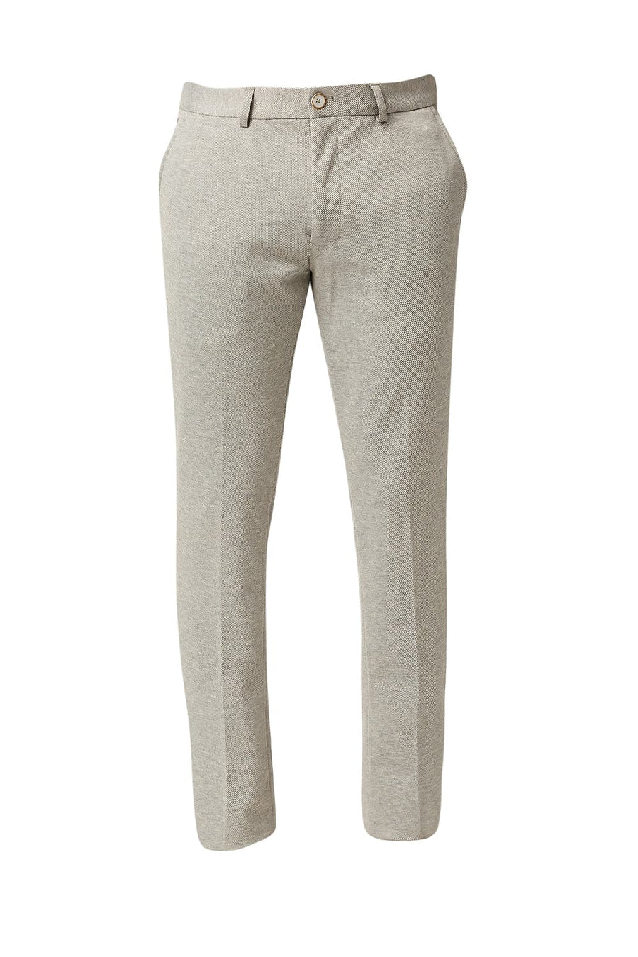 BASICS TAPERED FIT PISTACHIO SHELL ECRU KNIT TROUSERS